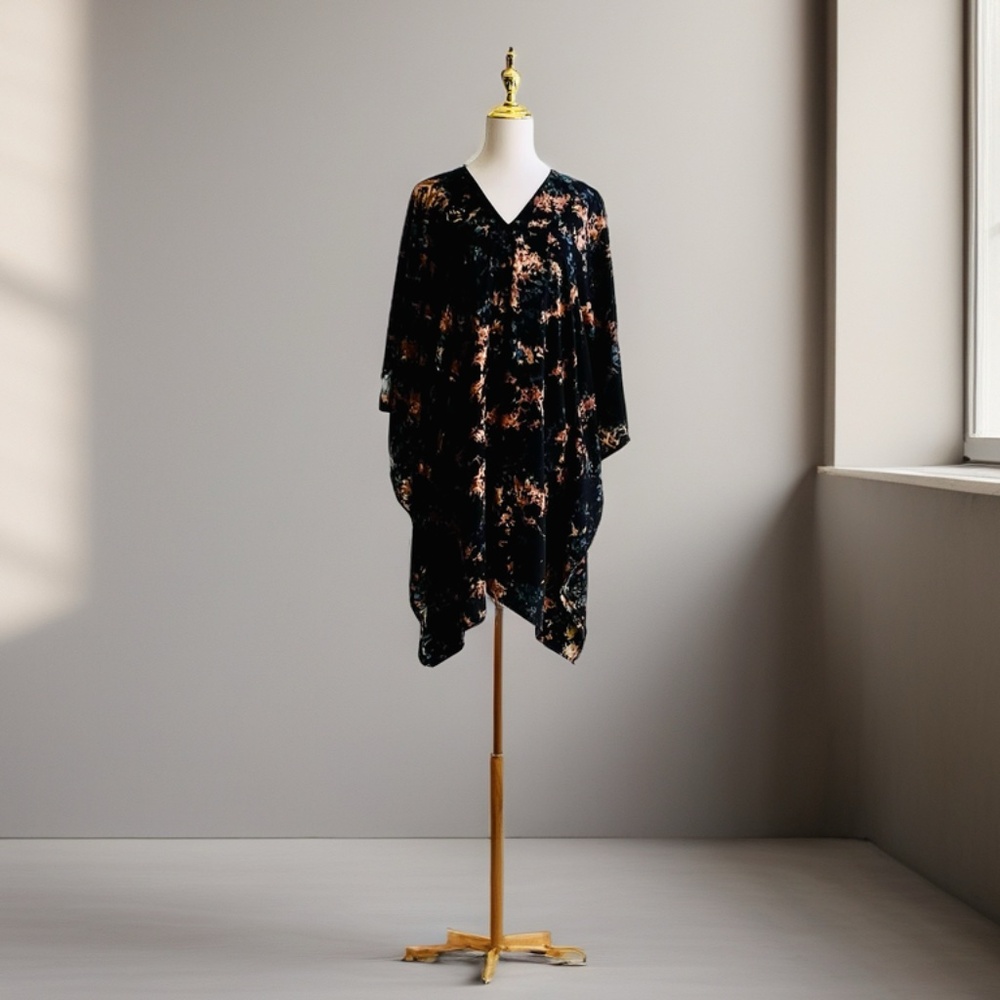 0108/ Black Brown Tie Dye , Short Kaftan